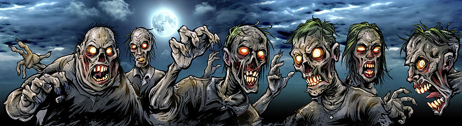 Long banner of zombies